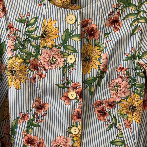 Rafaella Blue Striped Floral Top - Picture 2 of 6